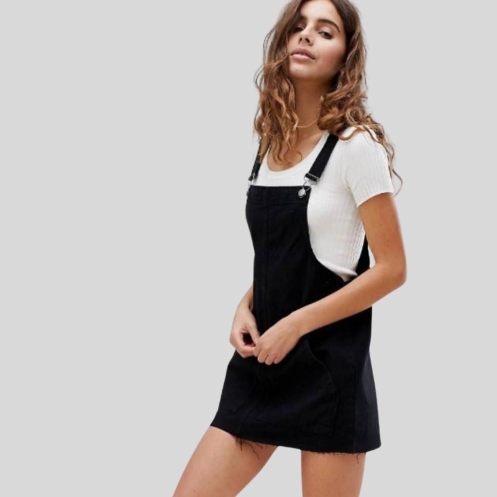Pull&Bear Black Denim Overall Dress - Picture 2 of 14